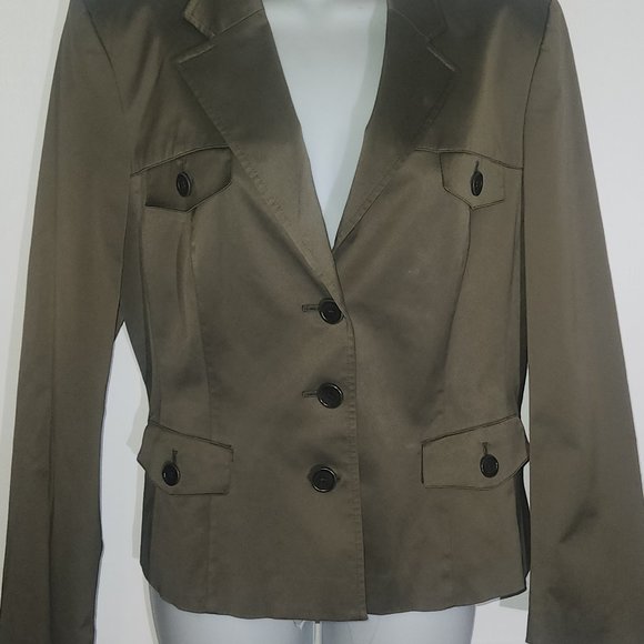 Talbot Petites stylish stretch blazer, Lined, Green/Grey in size 14 - Picture 2 of 13